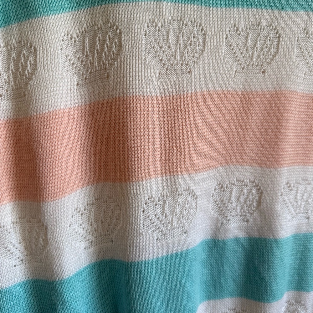 Vintage Separate Scene Seashell Knit Vest Pastel Striped Coastal Mermaidcore - Picture 2 of 4